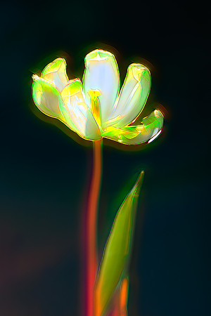 Multi-colored single tulip with stem