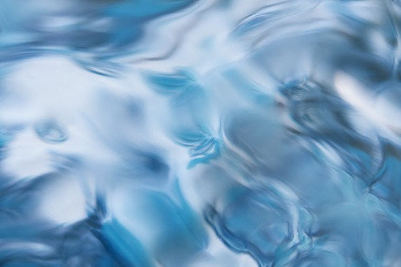 The shades of blue and aqua in water resemble ice formations